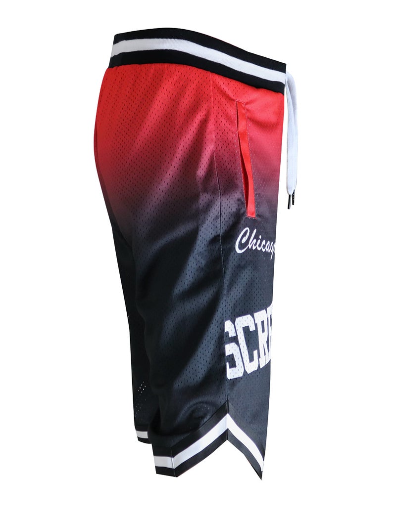 SCREENSHOT-SS11214 Mens Premium Hip-Hop Urban Sreetwear Fashion Basketball Mesh Shorts - Animation Bull Player Character Sports Team Colored 11" Inseam Jersey Shorts-Black/Red-XLarge - Image 4