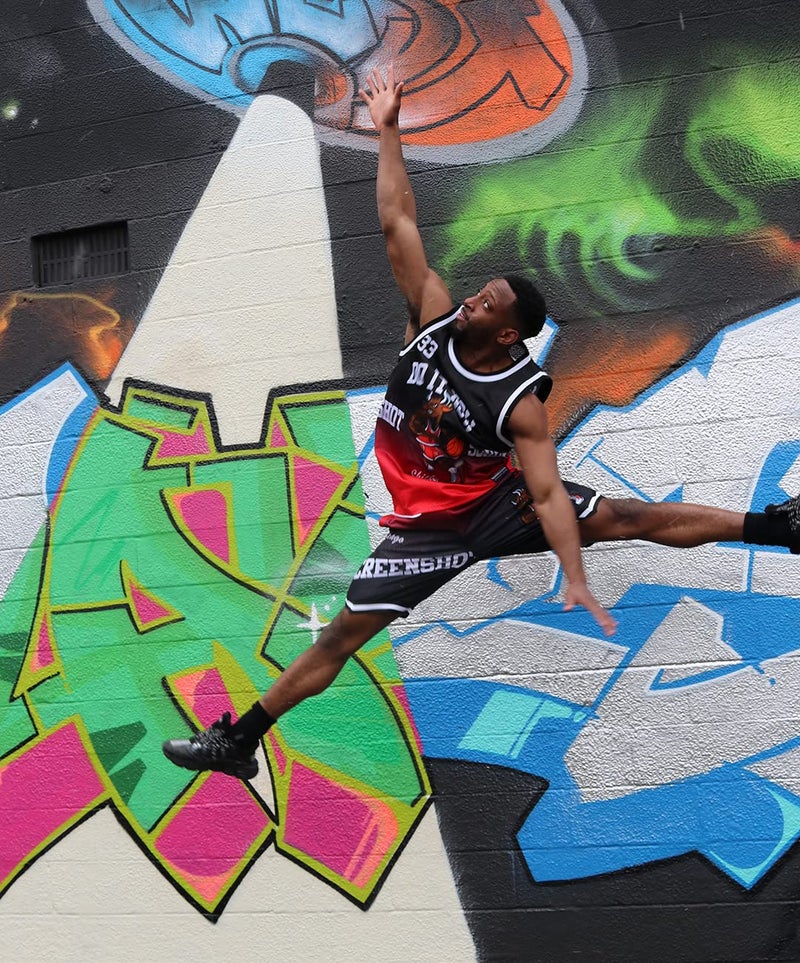 SCREENSHOT-SS11214 Mens Premium Hip-Hop Urban Sreetwear Fashion Basketball Mesh Shorts - Animation Bull Player Character Sports Team Colored 11" Inseam Jersey Shorts-Black/Red-XLarge - Image 2