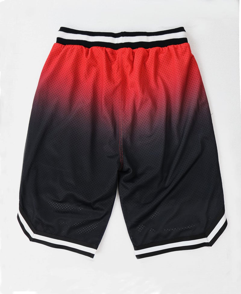 SCREENSHOT-SS11214 Mens Premium Hip-Hop Urban Sreetwear Fashion Basketball Mesh Shorts - Animation Bull Player Character Sports Team Colored 11" Inseam Jersey Shorts-Black/Red-XLarge - Image 5