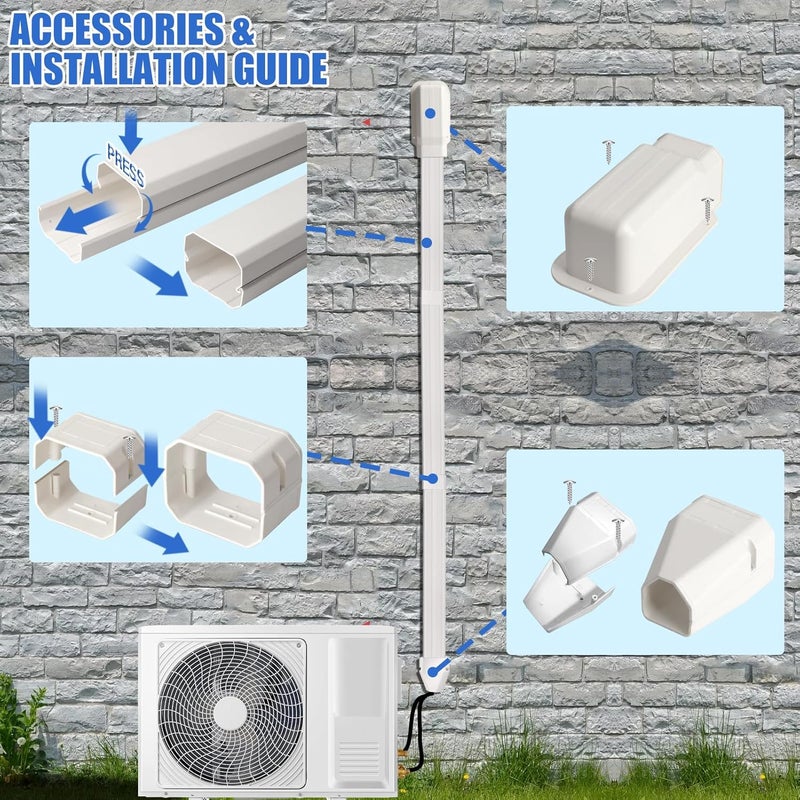 SUREPHON 3" 7.5Ft Mini Split Line Set Cover,Plastic Line Kit for Outside Units, Mini Split Air Conditioner, Central AC and Heat Pump - Image 2