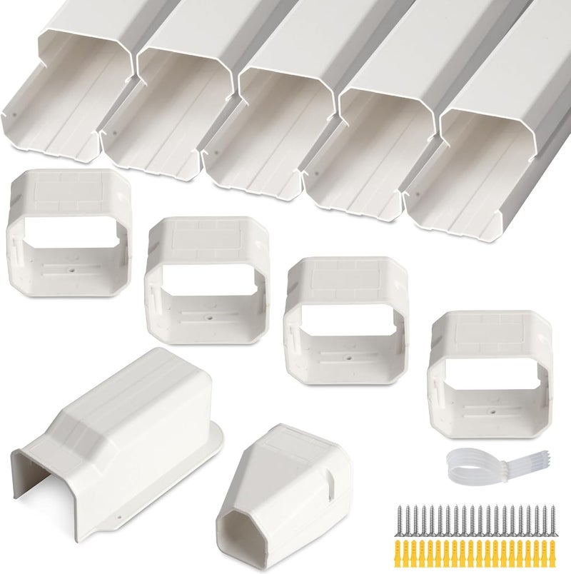 SUREPHON 3" 7.5Ft Mini Split Line Set Cover,Plastic Line Kit for Outside Units, Mini Split Air Conditioner, Central AC and Heat Pump - Image 1