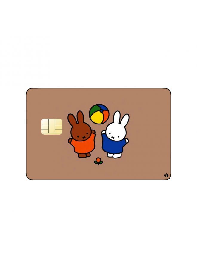 RKN PRINTED BANK CARD STICKER Cute Bunnies Drawing With Beach Ball - Image 2