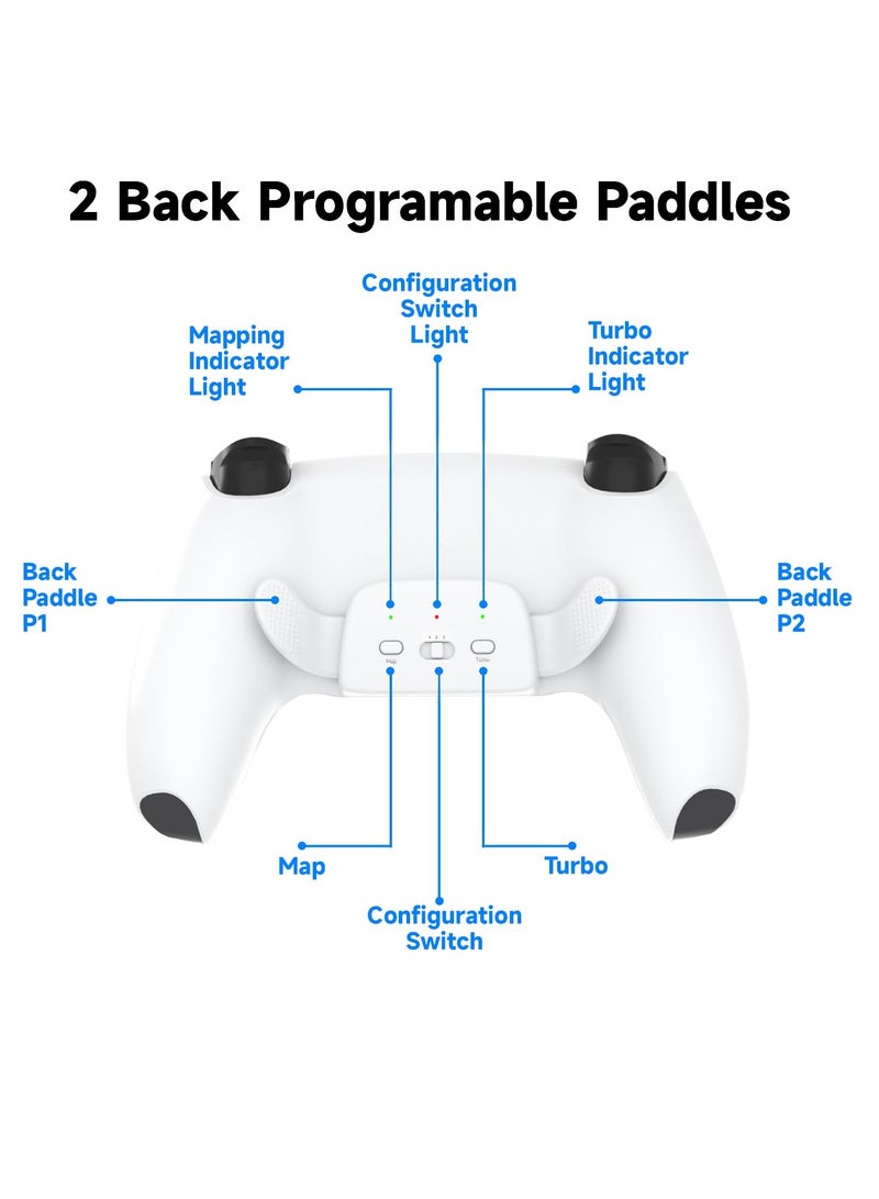 KASTWAVE Programmable Back Paddles for PS5 Controller, RISE 2.0 Remap Kit for PS5 Controller BDM-010/020/-030, Upgrade 2 Back Buttons Paddle Support Mapping, Auto Turbo, Combo Function(White) - Image 2