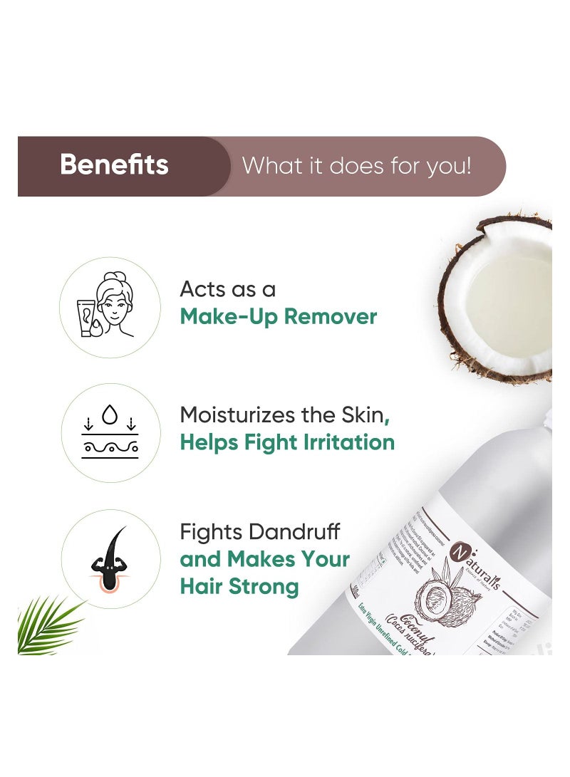 Naturalis Essence Of Nature Extra Virgin Unrefined Cold Pressed Coconut Oil For Skin Hair 500ml - Image 3