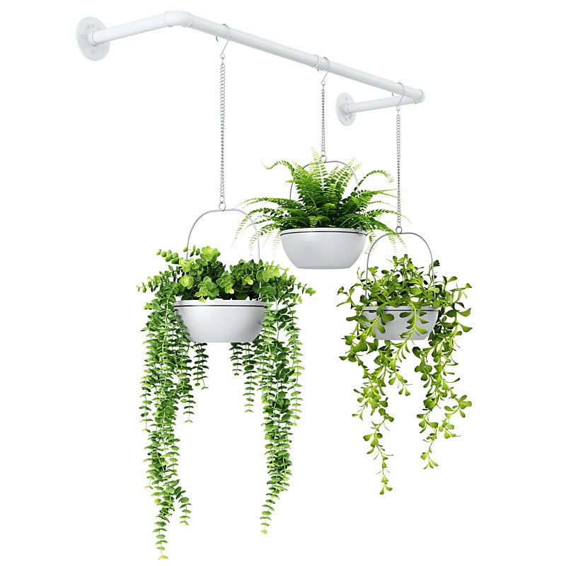 Bamworld Hanging Planters for Indoor Plants Plant Hanger Indoor Hanging Plant Holder Window Plants Shelves Metal Rod(Pot&Chains Not Included) 36.2in White - Image 1