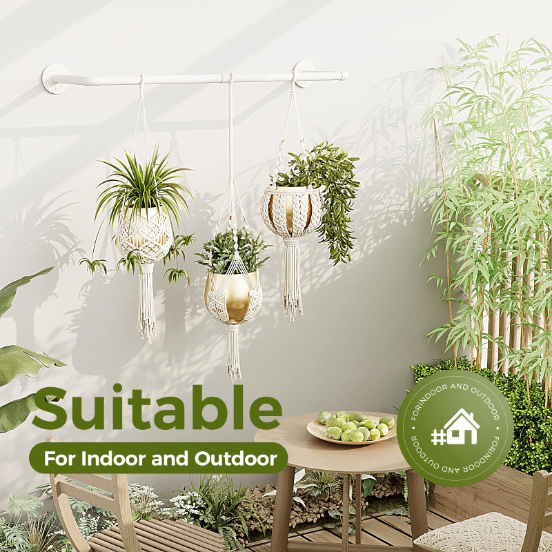 Bamworld Hanging Planters for Indoor Plants Plant Hanger Indoor Hanging Plant Holder Window Plants Shelves Metal Rod(Pot&Chains Not Included) 36.2in White - Image 5