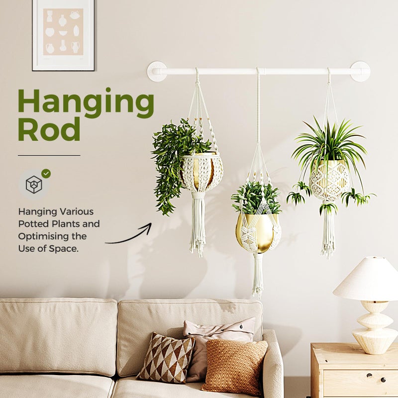 Bamworld Hanging Planters for Indoor Plants Plant Hanger Indoor Hanging Plant Holder Window Plants Shelves Metal Rod(Pot&Chains Not Included) 36.2in White - Image 2