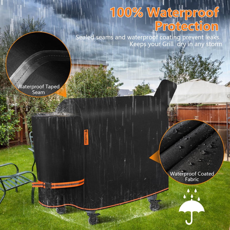 GuardKove [Upgraded 1000D Heavy Duty Fabric]Grill Cover for Traeger Pro 34/780 Series, Waterproof Wood Pellet Smoker Cover, Tear & Fade Resistant with Buckle,Zipper, for Treager Pro 34/780/Texas 34, Z Grills700 - Image 3