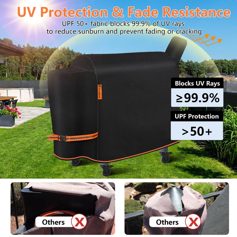 GuardKove [Upgraded 1000D Heavy Duty Fabric]Grill Cover for Traeger Pro 34/780 Series, Waterproof Wood Pellet Smoker Cover, Tear & Fade Resistant with Buckle,Zipper, for Treager Pro 34/780/Texas 34, Z Grills700 - Image 5