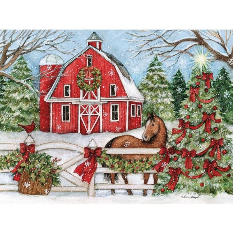 LANG Heartland Holiday Boxed Christmas Cards Christmas Cards with Envelopes LinenEmbossed Paper Stock Glitter Embellishment 1004841