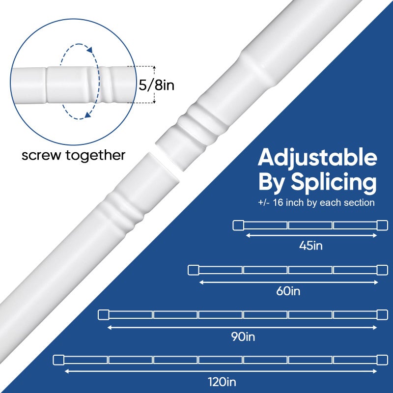 SIMEWIN Curtain Rods No Drilling for Windows 30 to 45 Inches,5/8 Inch Diameter No Drill Small Curtain Rod Set with 3M Adhesive Brackets,Not Suitable for Painted Walls, White - Image 4