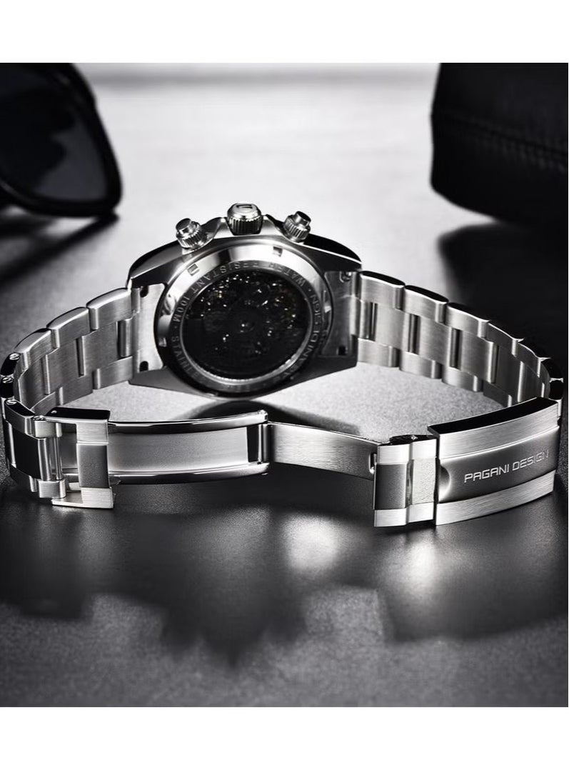 PAGANI DESIGN Men's automatic mechanical stainless steel watch waterproof watch PD-1777 silver black  - Image 5