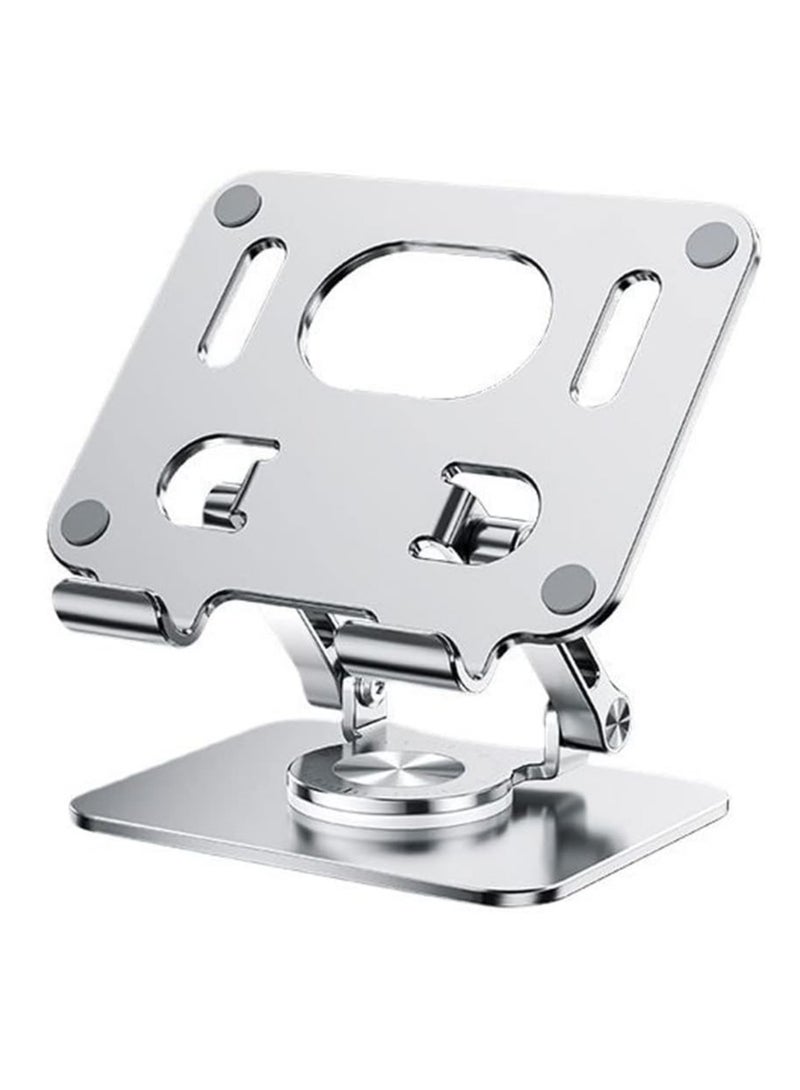 Metal Folding Tablet & Mobile Stand  360° Rotatable Holder Desktop – Adjustable Angle & Height Base Rotation – Holder For Mobile & Tablet UP To 4-8 inch | Gray - Image 1