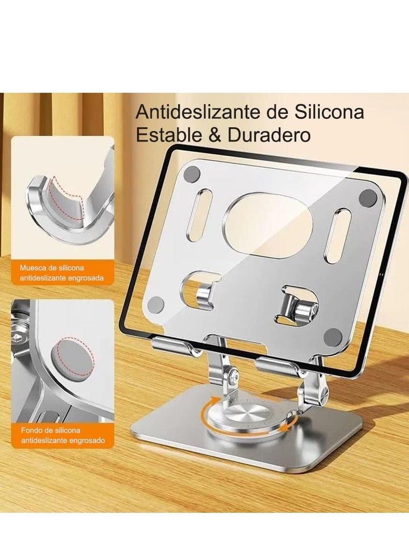 Metal Folding Tablet & Mobile Stand  360° Rotatable Holder Desktop – Adjustable Angle & Height Base Rotation – Holder For Mobile & Tablet UP To 4-8 inch | Gray - Image 5