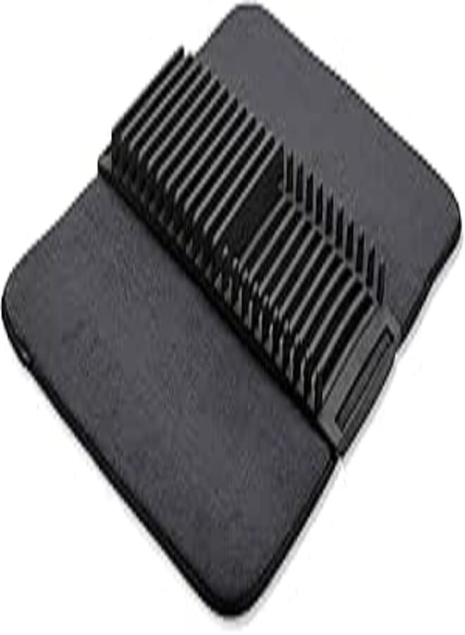 Umbra Udry Rack and Microfiber Dish Drying Mat-Space-Saving Lightweight Design Folds Up for Easy Storage, Standard, Black