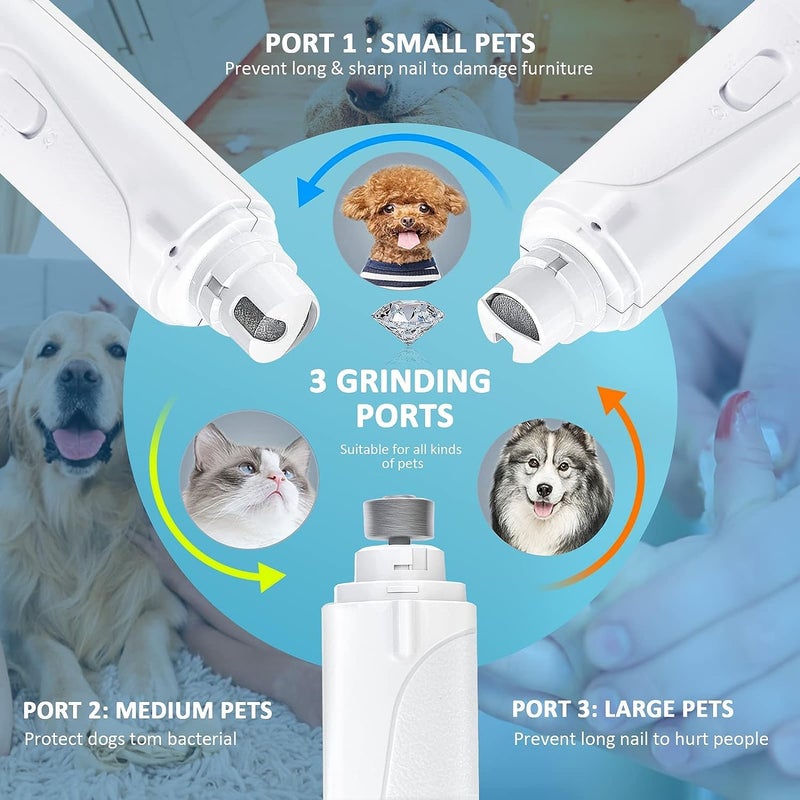 JANCOM Pet Grooming Kit Dog Nail Grinder 2-in-1 Dog Nail Trimmers Cat Nail Clipper Kit with Dual LED Lights USB Rechargeable Pet Nail Grinder for Small Medium and Large Dogs Pet Trimmer - Image 4