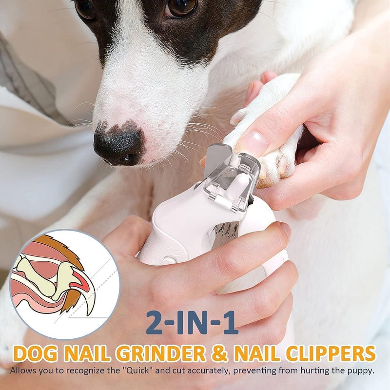 JANCOM Pet Grooming Kit Dog Nail Grinder 2-in-1 Dog Nail Trimmers Cat Nail Clipper Kit with Dual LED Lights USB Rechargeable Pet Nail Grinder for Small Medium and Large Dogs Pet Trimmer - Image 3