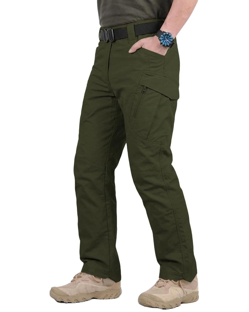 whox Mens Work Cargo Pants Tactical Hiking Casual Water Resistant Ripstop Trousers for Outdoor with 6 PocketsNo Belt Army Green - Image 2