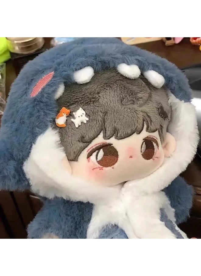 20cm Doll Plush Shark Suit Cotton Doll Doll Jumpsuit Hoodie Change No Attribute Original-Color:20cm Blue Shark Suit  - Image 3