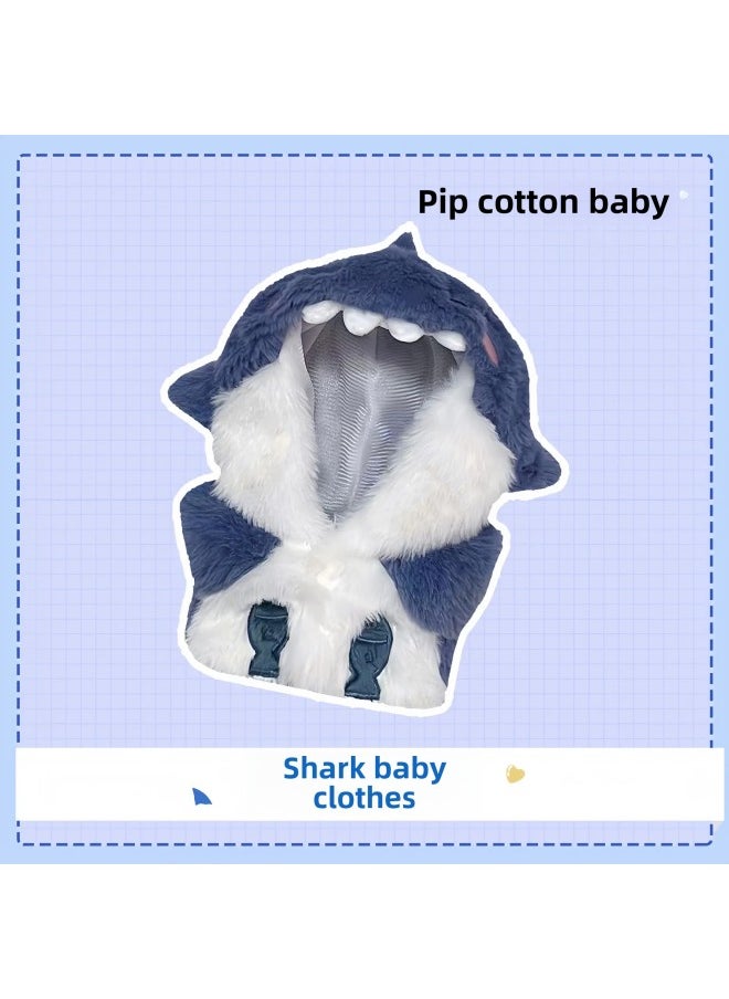 20cm Doll Plush Shark Suit Cotton Doll Doll Jumpsuit Hoodie Change No Attribute Original-Color:20cm Blue Shark Suit  - Image 1