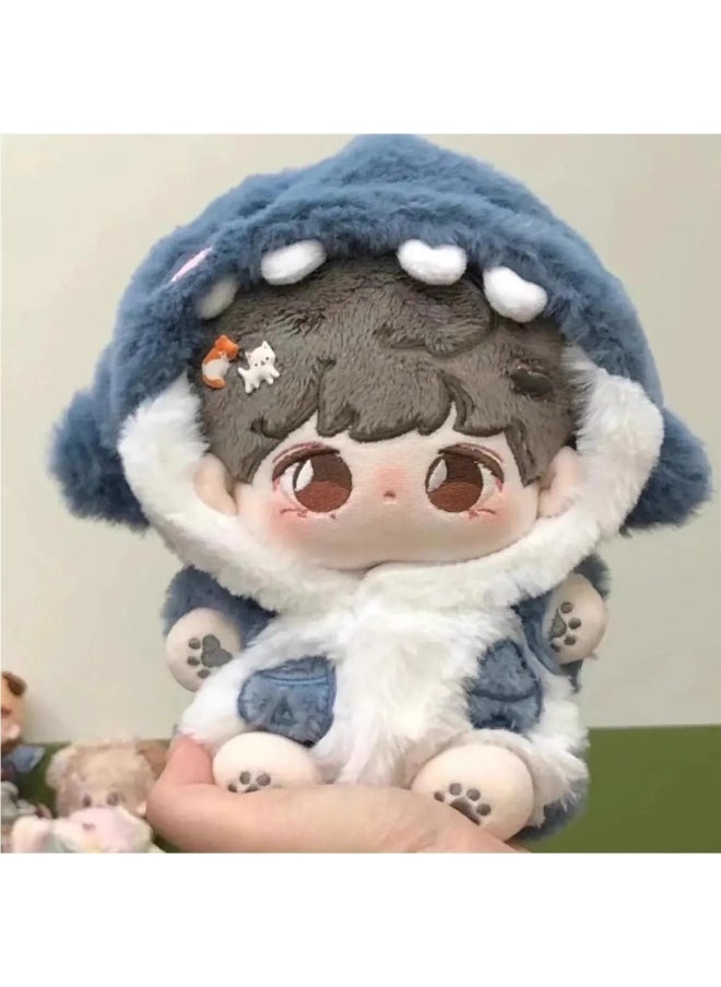 20cm Doll Plush Shark Suit Cotton Doll Doll Jumpsuit Hoodie Change No Attribute Original-Color:20cm Blue Shark Suit  - Image 2