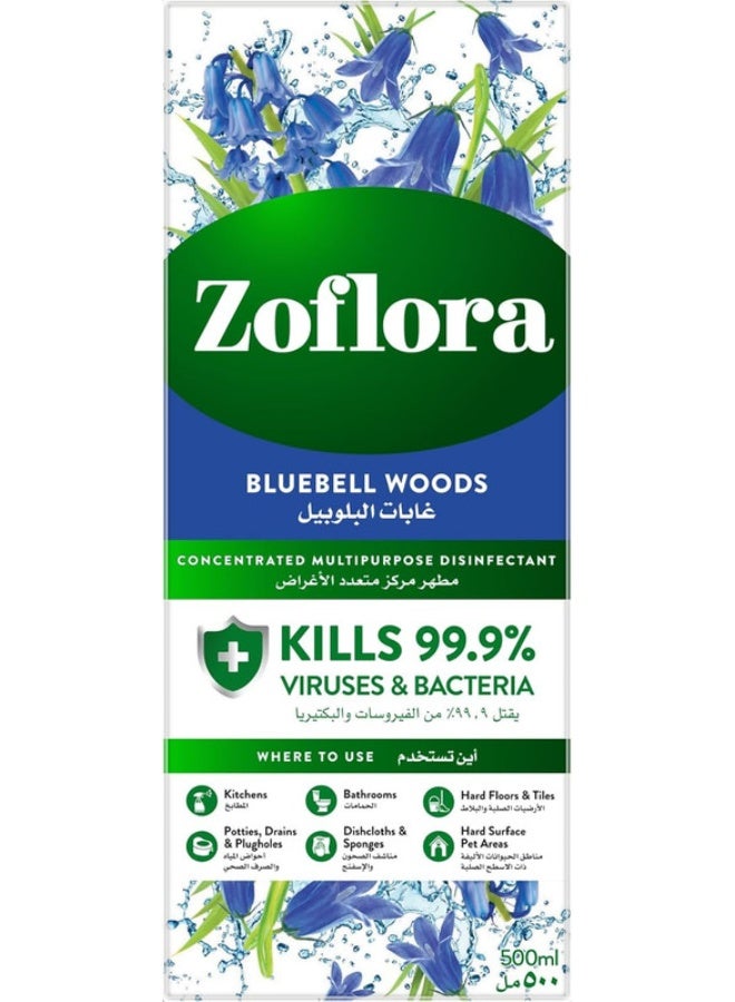 Zoflora 3 in 1 Multipurpose Concentrated Disinfectant- Bluebell Woods -500 ml | Anti-Bacterial | All Surface Cleaner| Home, Kitchen & Bathroom Cleaning |Eliminates Odour | 24 Hours Fragrance - Image 2