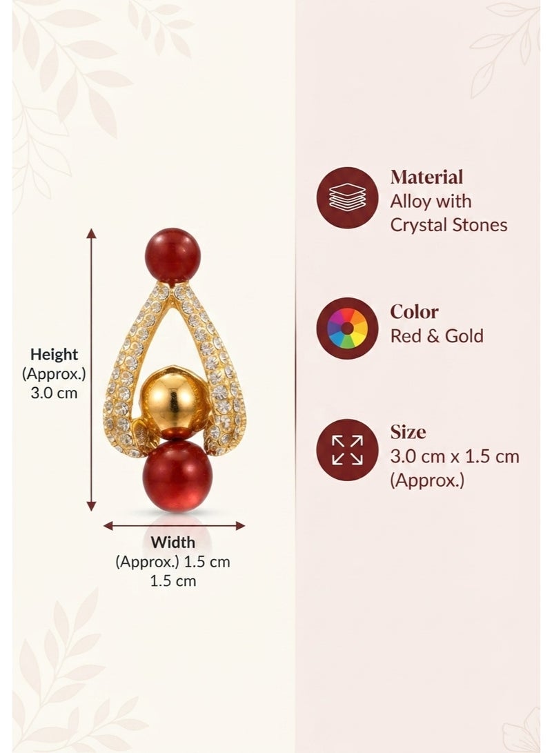 R.C.E Accessories Red Pearl & Gold-Tone Earrings for Women & Girls – Elegant Statement Design, Stylish Fashion Jewelry - Image 5