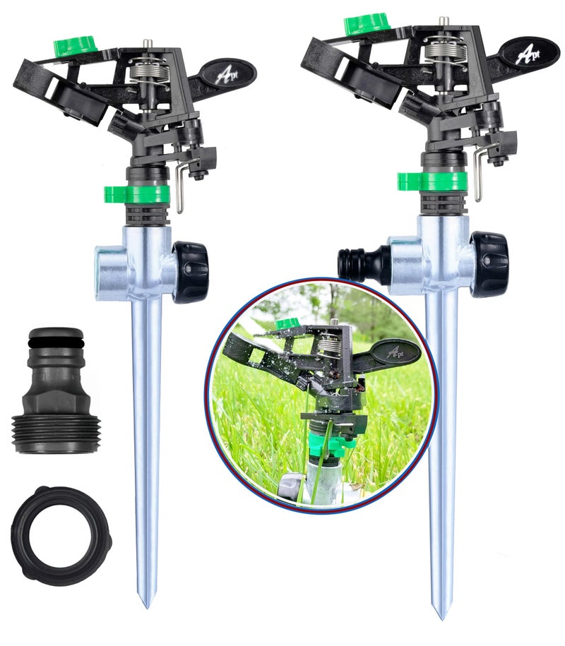APT Pulsating Impact Sprinklers for Yard Lawn Garden 80 to 5800 Ft Sq Adjustable Spray 2Pcs
