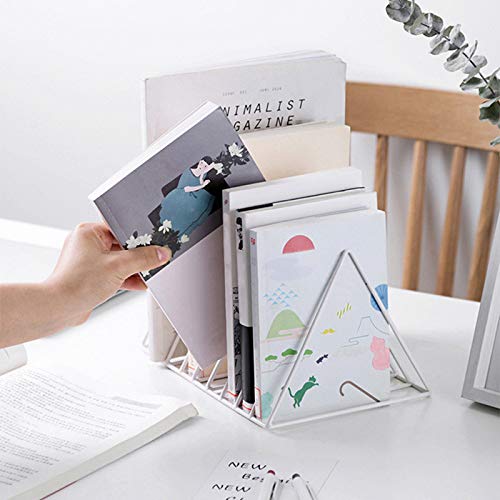 XINFULL 4 Pack Triangle File Storage Holder Racks Iron Desktop Magazine Organizer Metal Newspapers Folders for Office Table Desk Bookshelf Home Decoration, Black - Image 5