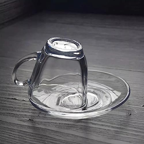 MARTVIA Premium Classic Glass Tea & Coffee Cup and Saucer - 220 ML, for Transparent Espresso Cappuccino hot Chocolate, Cups and Saucer Set for Coffee, Green Tea (Crystal Set 2 Cup and 2 Saucer) - Image 4