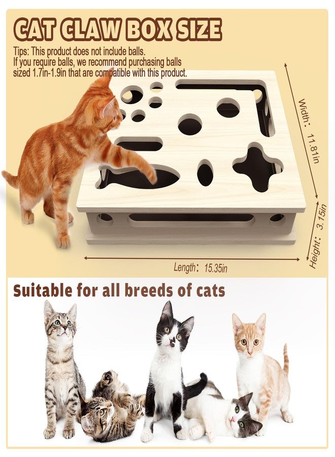 JHMFDDSB Cat Scratch Puzzle Enrichment Box, Large Solid Wood Construction Cat Nail File Enrichment Box with Sandpaper Inside, Cat Nail File Box Stress Free Alternative to Clippers and Grinders(No Bell Ball) - Image 4