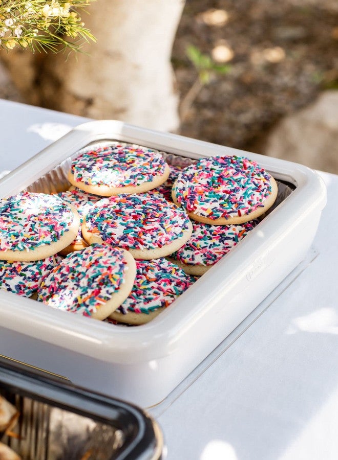 Fancy Panz Classic Pan, Dress Up & Protect Your Foil Pan, Made in USA, Fits Half Size Foil Pans. Half size Foil Pan & Serving Spoon Included. Hot or Cold Food. Stackable for easy travel. BPA free - Image 2