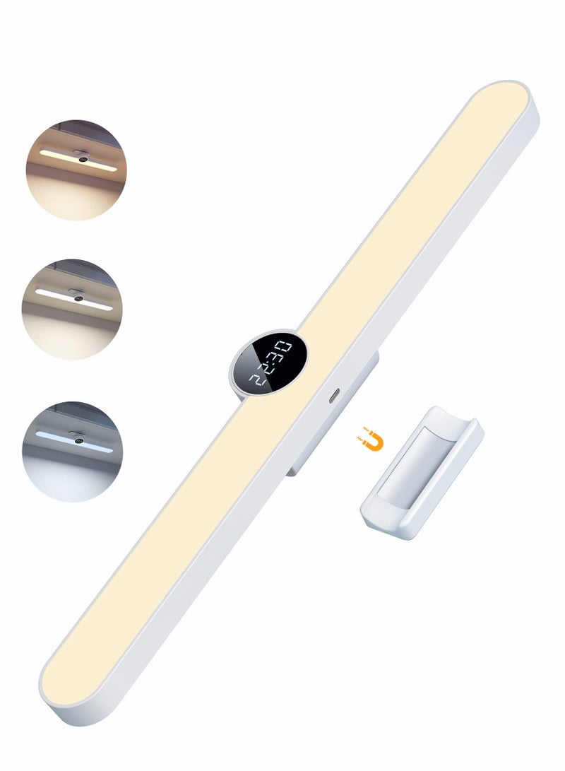 SOLARAE Rechargeable Dimmable Large Under Cabinet Light with Digital Clock , 15.7 Inches 5W Wireless LED Closet Light , 3 Colors Wall Mounted Reading Light for Kitchen Vanity Bed-Side Wardrobe - Image 1