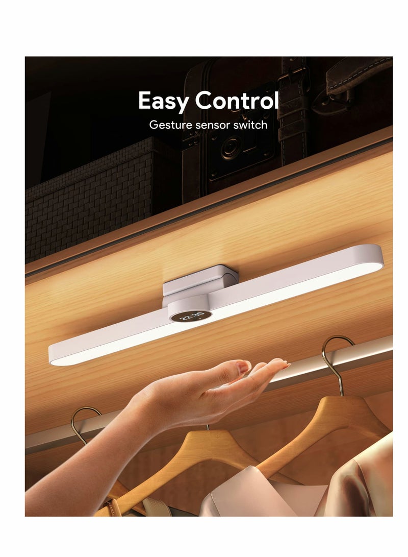 SOLARAE Rechargeable Dimmable Large Under Cabinet Light with Digital Clock , 15.7 Inches 5W Wireless LED Closet Light , 3 Colors Wall Mounted Reading Light for Kitchen Vanity Bed-Side Wardrobe - Image 4