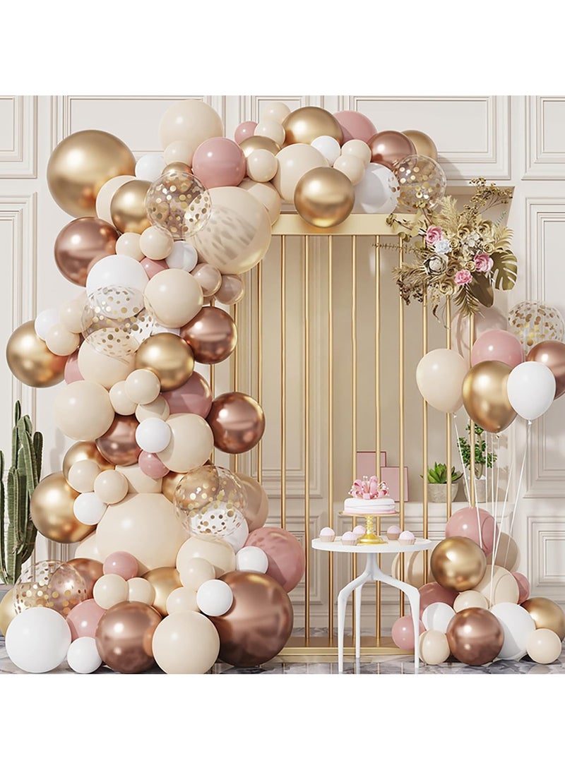 Retro Pink Balloons Garland Arch Kit,Rose Gold Balloon Garland Kit with Dusty Pink Balloon,Pastel Nude Balloon,Cream Apricot Balloonsfor Baby Shower,Birthday Party Decoration,Wedding,Anniversary - Image 1