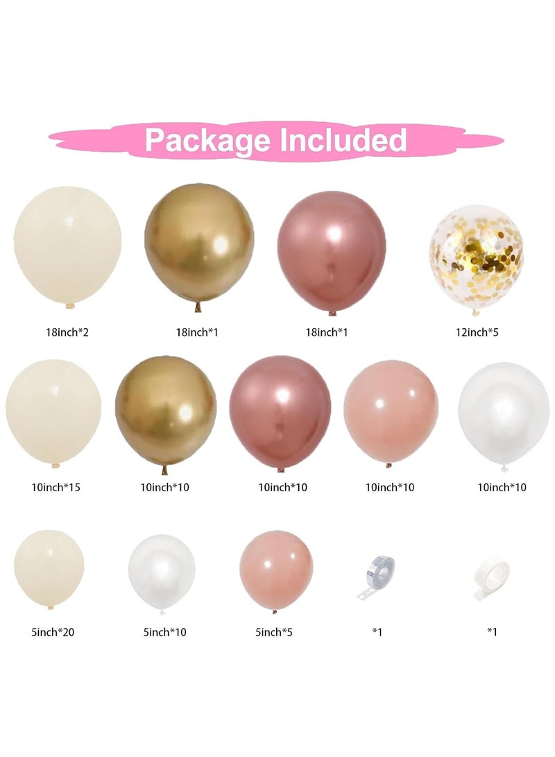 Retro Pink Balloons Garland Arch Kit,Rose Gold Balloon Garland Kit with Dusty Pink Balloon,Pastel Nude Balloon,Cream Apricot Balloonsfor Baby Shower,Birthday Party Decoration,Wedding,Anniversary - Image 2
