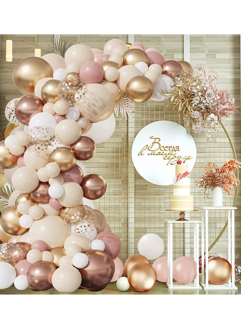 Retro Pink Balloons Garland Arch Kit,Rose Gold Balloon Garland Kit with Dusty Pink Balloon,Pastel Nude Balloon,Cream Apricot Balloonsfor Baby Shower,Birthday Party Decoration,Wedding,Anniversary - Image 4