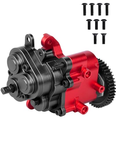 BRCatWPark Aluminum Transmission Gearbox with Metal Internal Gears and Bearings Upgrades Part for 110 TRX4 TRX6 RC Crawler Car2 Speed Transmission GearboxBlackRed - Image 1