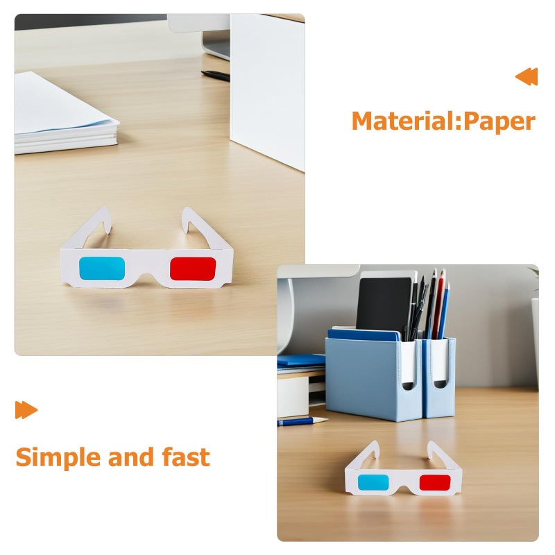 Red Blue Anaglyph 3D Paper Glasses 200pcs Lightweight Disposable Cardboard Eyewear For Movies Theater Gaming - Image 4