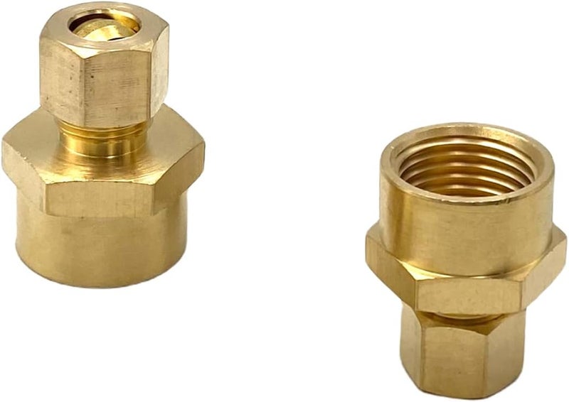 Bumugufu 3 Pcs 1/2" FNPT x 3/8" OD Compression Tube Pipe Fitting, 3/8" Tube OD to /2" Female Brass Pipe Fitting Adapters for Oil, Gas, and Non-potable Waters - Image 5