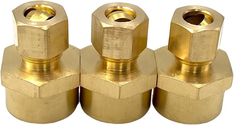 Bumugufu 3 Pcs 1/2" FNPT x 3/8" OD Compression Tube Pipe Fitting, 3/8" Tube OD to /2" Female Brass Pipe Fitting Adapters for Oil, Gas, and Non-potable Waters - Image 3