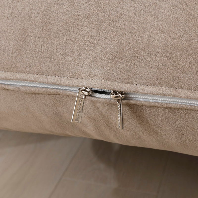 OctoRose Full Size 54x75x8 inch 3 Side Zipper Classic Soft Micro Suede Futon Cover Sofa Daybed Mattress Slipcover (Waterproof-Tan, Full Size) - Image 3