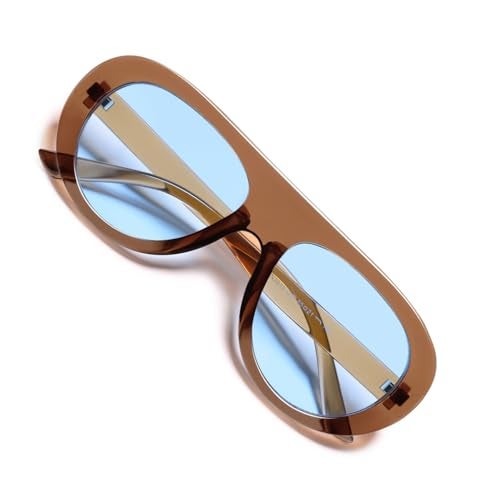 VANLINKER Retro Aviator Sunglasses for Women Chic Classic 70s Vintage Trendy 2026 Chunky Sun Glasses VL9865, Transparent Brown/Blue - Image 1