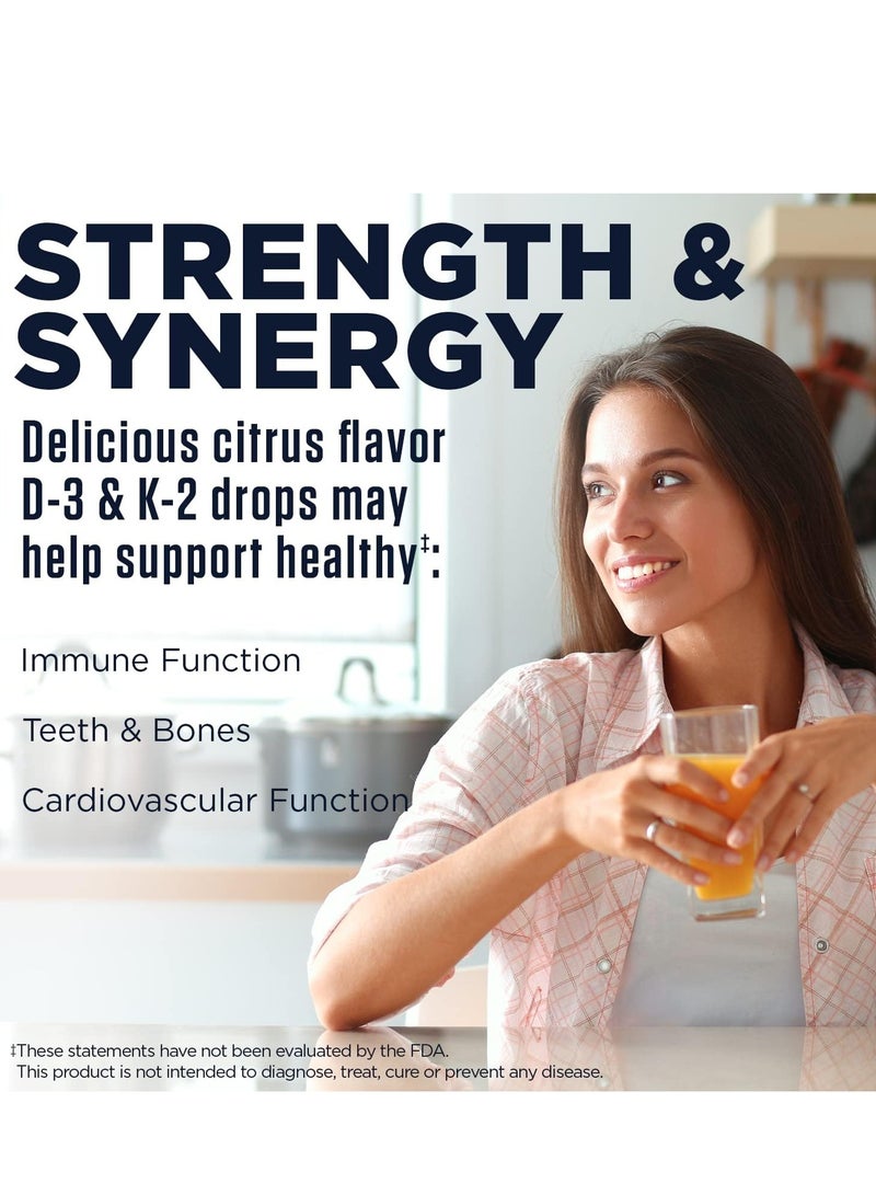 KAL Vitamin D3 K2 Drops, Bone Health, Heart Health and Immune Support Supplement 2 fl oz 59 Servings - Image 3