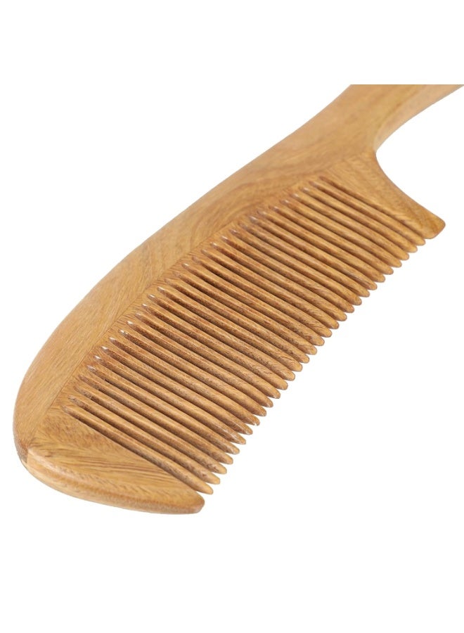 عبوة من قطعتين (2 Pack) من أمشاط فك التشابك الطبيعية 100% المصنوعة يدوياً من خشب الصندل الأخضر - مشط بأسنان دقيقة مضاد للكهرباء الساكنة | مشط خشبي برائحة خشب الصندل العطرية لتمشيط وتصفيف الشعر المبلل أو الجاف. - Image 3