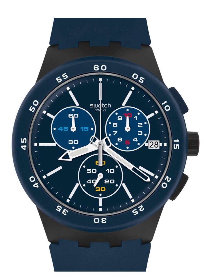 Swatch Unisex Blue Steward Quartz Movement Water Resistant Wrist Watch - 41 Mm - Image 1