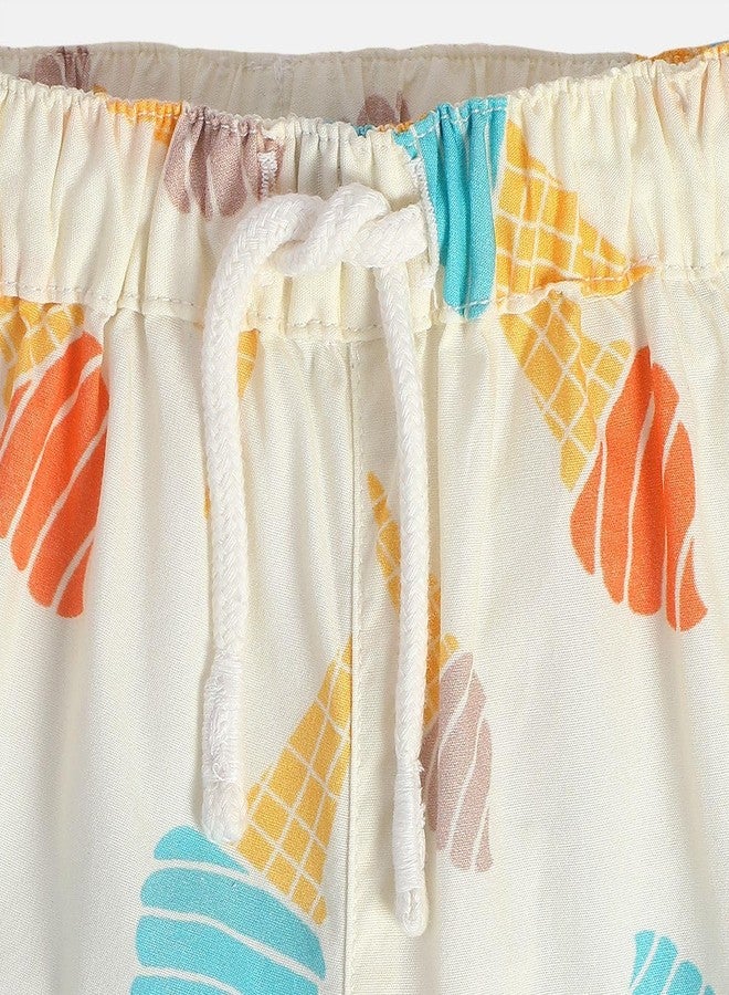 miniklub Baby Woven Cotton Cream Color Shorts, Pack of 1 (0-3M) - Image 3