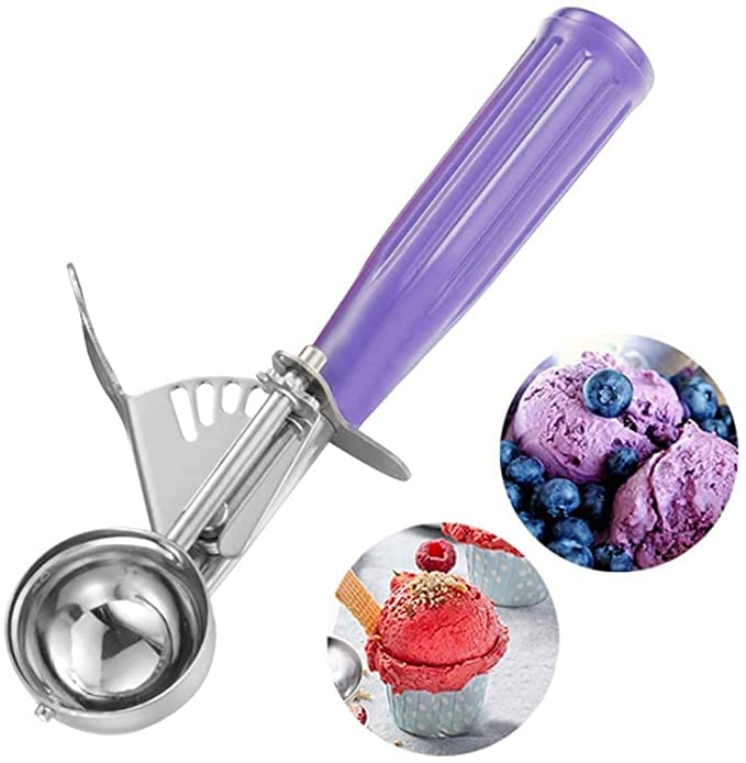 MSA MSA Stainless Steel Ice Cream Scoop Cookie Dough Scooper with Trigger Release for Watermelon Frozen Yogurt Sorbet Jelly Baking Digging Spherical Shape  - Image 1