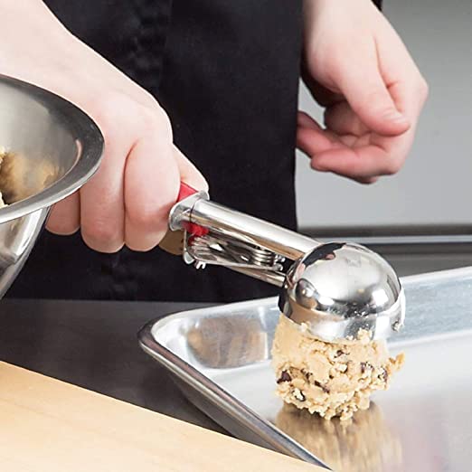 MSA MSA Stainless Steel Ice Cream Scoop Cookie Dough Scooper with Trigger Release for Watermelon Frozen Yogurt Sorbet Jelly Baking Digging Spherical Shape  - Image 2