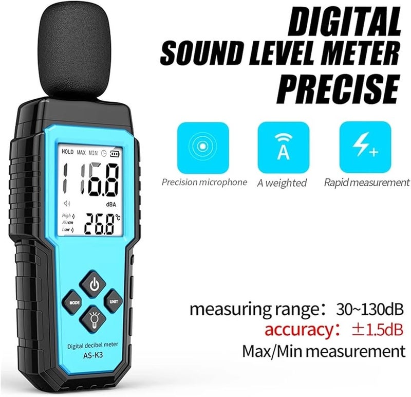 K3 متر الصوت الرقمي جهاز قياس الضوضاء من 30 إلى 130 ديسيبل مراقب الديسيبل - Image 1